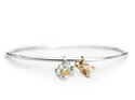Daisy flower bee bangle solid 9k gold sterling silver lilygriffin nz jewellery