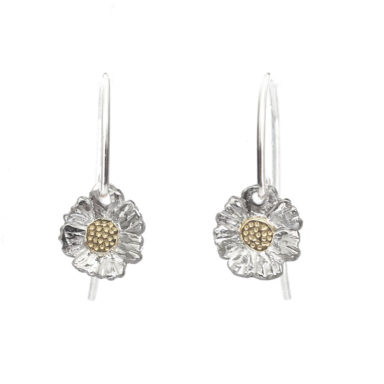 Daisy flowers sterling silver 10k gold earrings handmade jewellery lily griffin