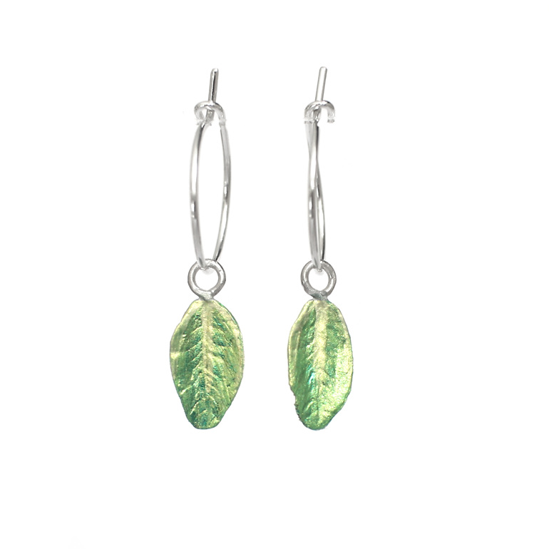 daisy leaf sterling silver leaves green spring native nz lilygriffin earrings