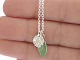 Daisy Marlborough rock native sterling silver solid gold green leaf necklace nz