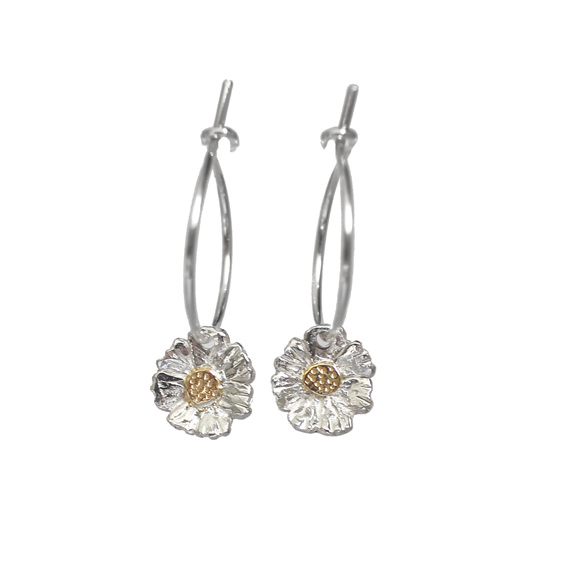 Daisy Marlborough rock native sterling silver solid gold earrings nz jewellery