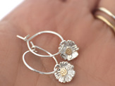 Daisy rock native sterling silver solid gold earrings nz lilygriffin jewellery