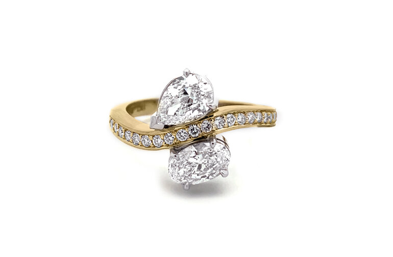 Dancers: Pear and Oval Two Stone Diamond Ring