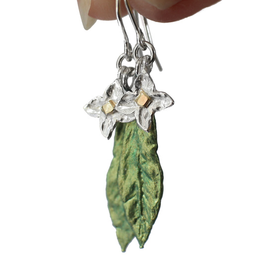 daphne flowers leaves sterling silver solid 10k gold earrings lily griffin nz