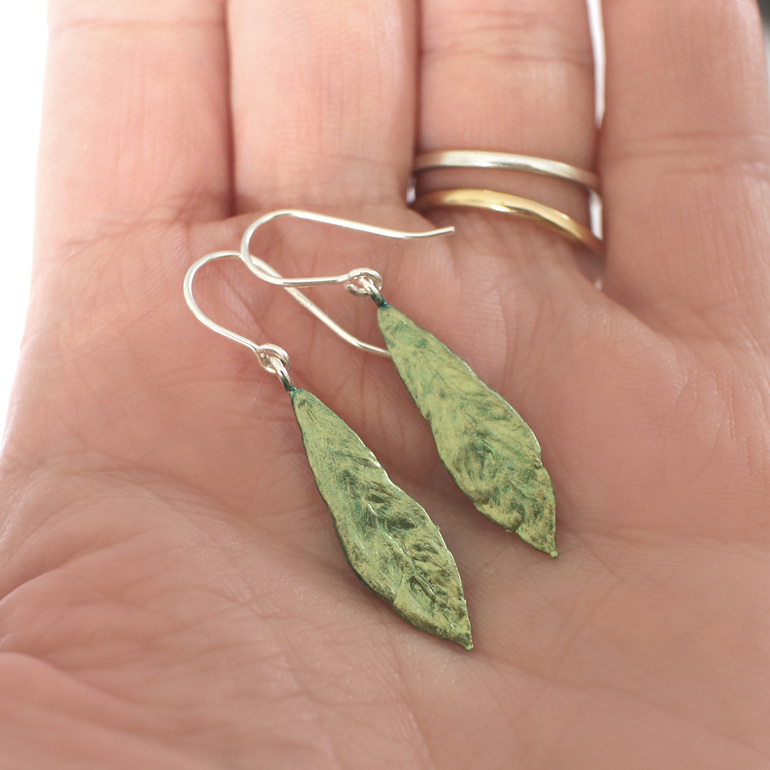 daphne leaves sterling silver spring green native lily griffin earrings nz