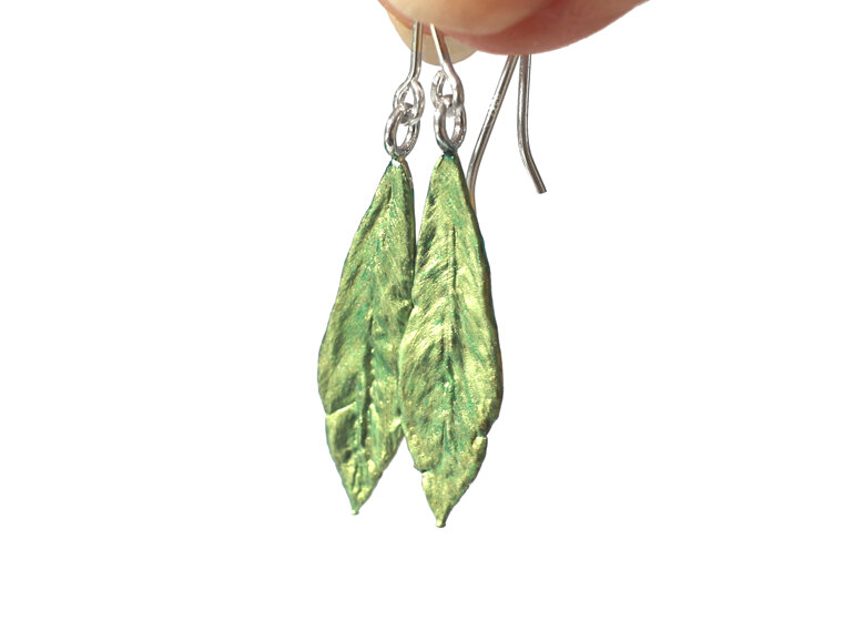 daphne leaves sterling silver spring green nature lily griffin earrings nz