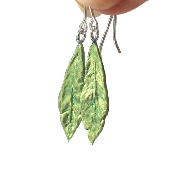 daphne leaves sterling silver spring green nature lily griffin earrings nz