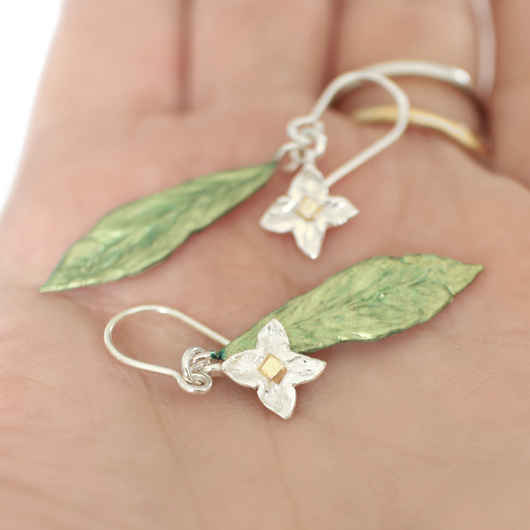 daphne stars flowers leaves sterling silver solid 10k gold earrings lilygriffin