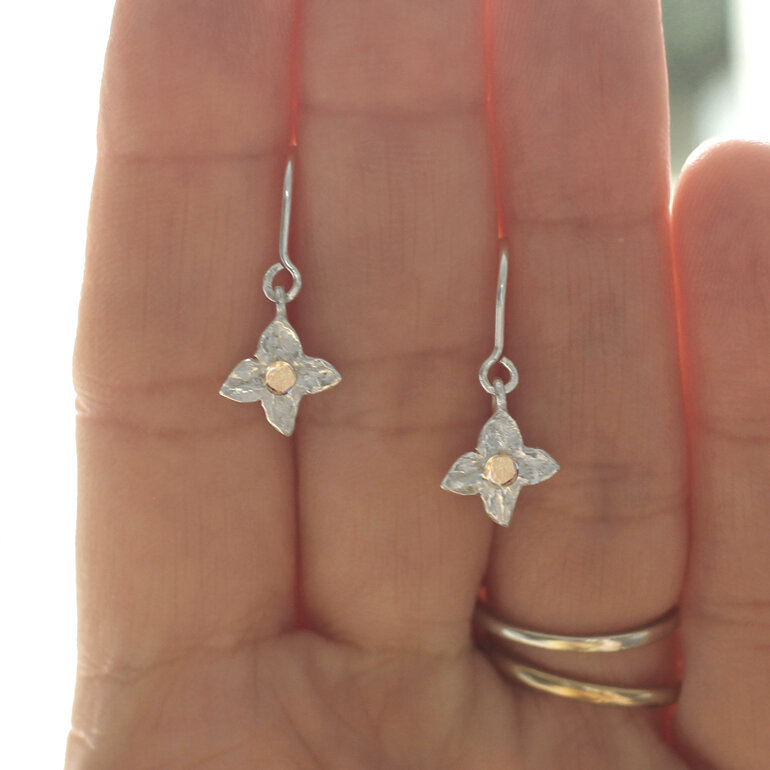 daphne sterling silver solid 10k gold star flowers earrings lilygriffin nz
