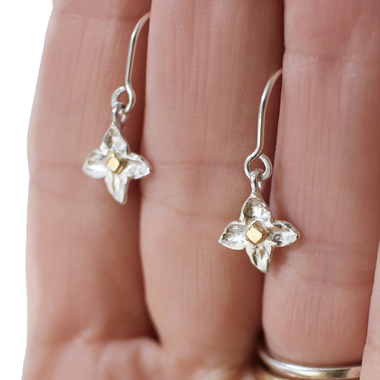 daphne sterling silver solid 10k gold star flowers earrings jewellery nz