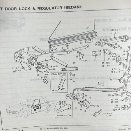 Datsun 510 1600 Bluebird - Front Door Lock and Regulator