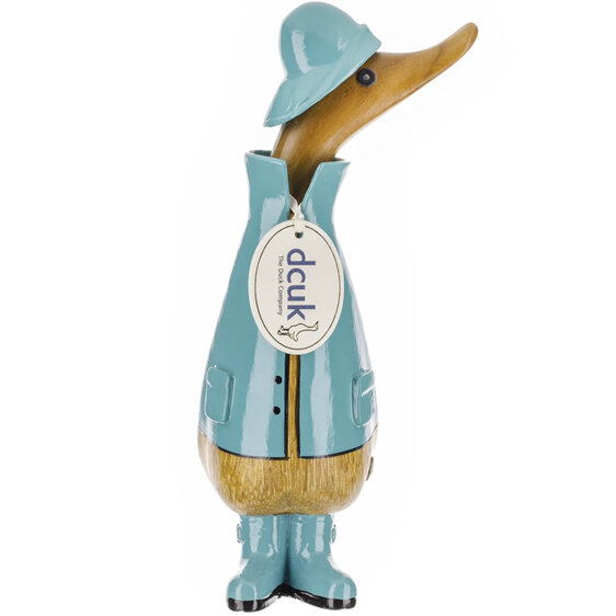 DCUK Raincoat Duckling Blue Bamboo Hand Carved Sculpture Ornament