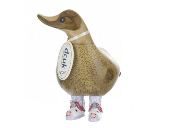 DCUK Wild Welly Natural Bamboo Hand Carved Unicorn Gumboot