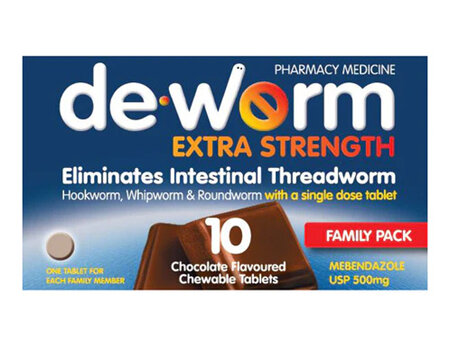 De-worm Extra Strength 500mg Chocolate Flavoured - 10s