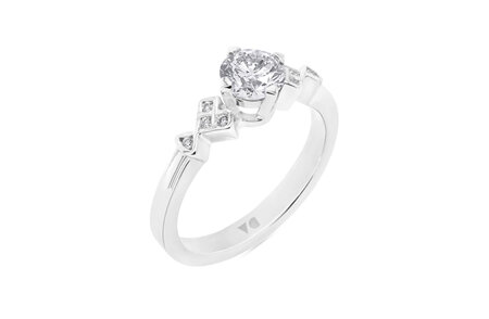 Deco Shoulder Brilliant Diamond Engagement Ring