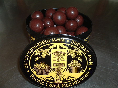 Decorated tin of chocolate nuts