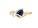 Deep Blue Pear Shape Sapphire Yellow and White Gold Dress Ring