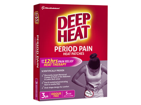 DEEP HEAT PERIOD PAIN HEAT PATCH 3 PACK