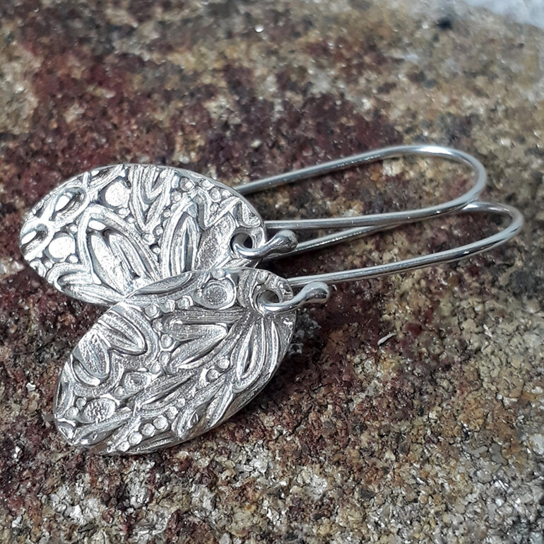deep texture handmade sterling silver earrings