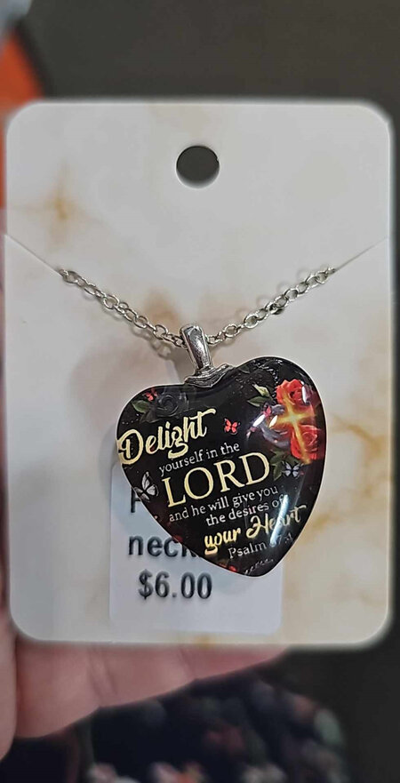 Delight yourself in the Lord Heart Necklace