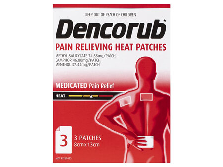 Dencorub Pain Relieving Heat Patches 3pk