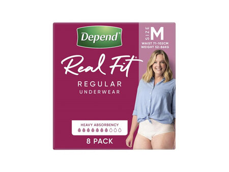 Depend Real Fit For Women Underwear, Heavy Absorbency, Medium, 8 Pants