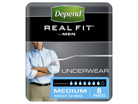 Depend Underwear Real Fit for Men Super Absorbent Medium 8 Pants