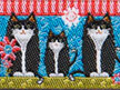 Designer Ribbon - Black Tuxedo Cats on blue