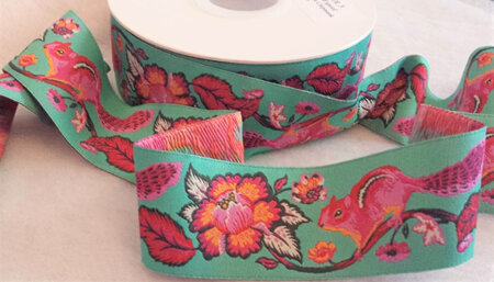 Designer Ribbon - Tula Pink - Chipmunk Turquoise