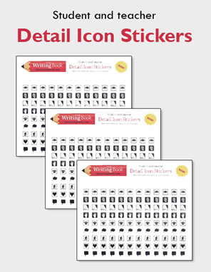 Detail Icon Stickers - focused on writing tasks - available from Edify
