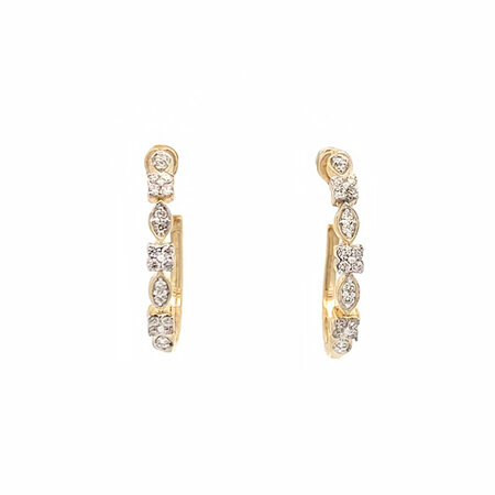 Diamond Cluster Gold Hoop Earrings