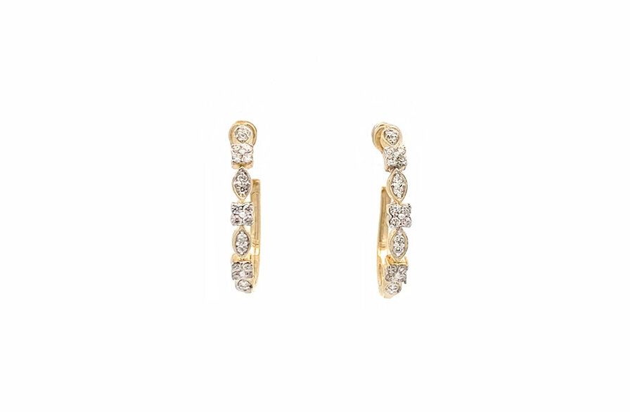 Diamond Cluster Gold Hoop Earrings