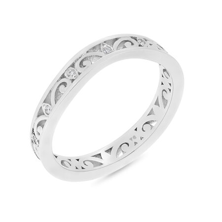Diamond Set Filigree Pattern Wedding Ring