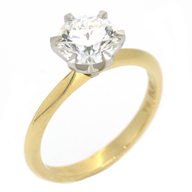 Diamond Solitaire Engagement Ring, 18ct Yellow Gold and Platinum