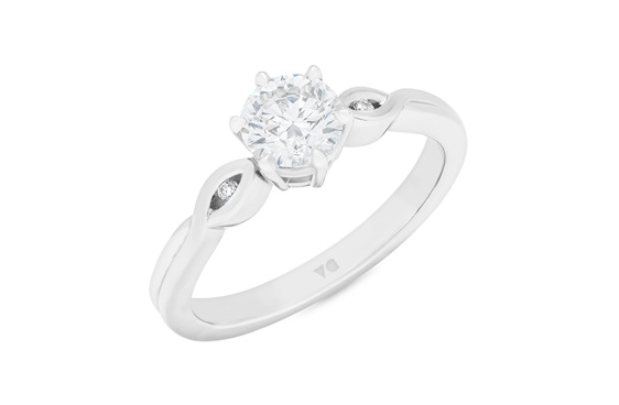 Diamond solitaire engagement ring in Platinum or 18ct white gold