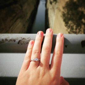 Diamond solitaire filigree engagement ring