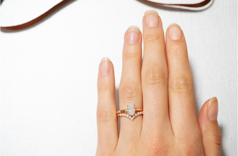 Womens v shaped white gold wedding ring
