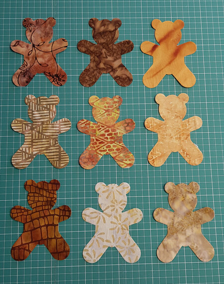 Die Cut Batik Teddy Bears (6 Pack)