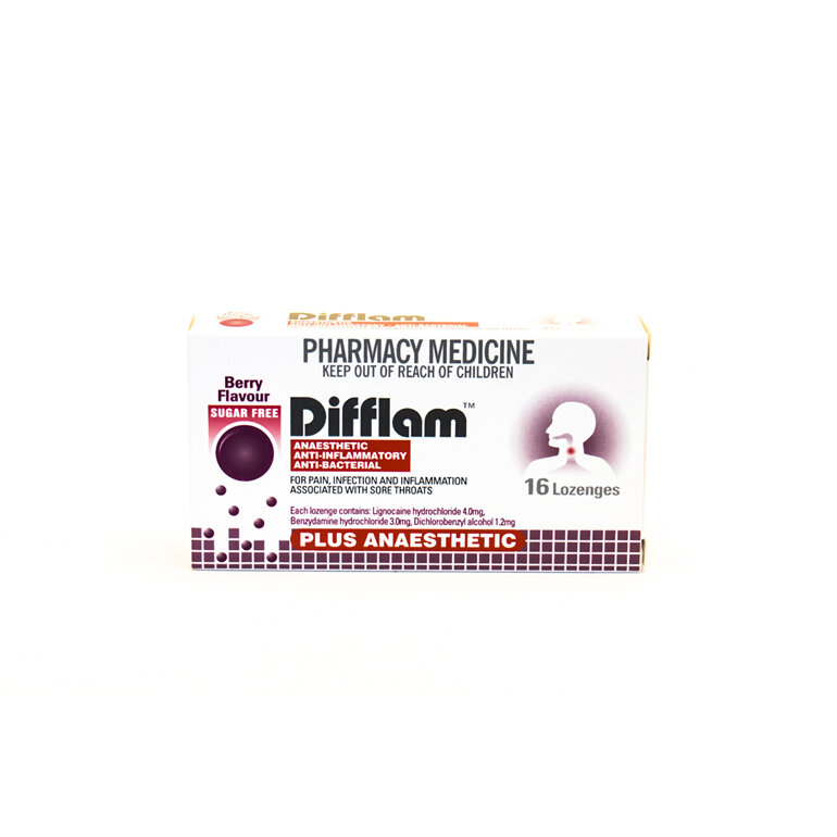 Difflam Anaesthetic, Anti-inflammatory & Antibacterial lozenges - Berry flavour