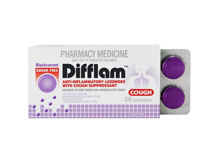DIFFLAM COUGH LOZ B/CURRANT S/FREE 24