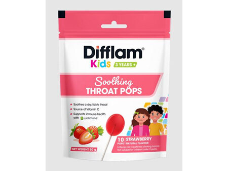 Difflam Kids Soothing Throat Pop Strawberry - 10s