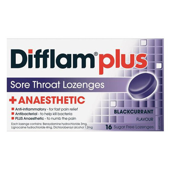 Difflam Plus Anaesthetic Blackcurrant Lozenges 16