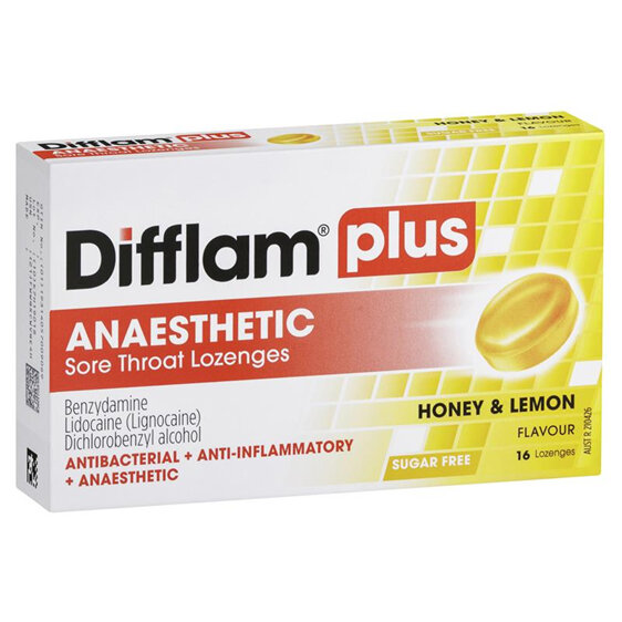 Difflam Plus Anaesthetic Honey & Lemon Lozenges 16