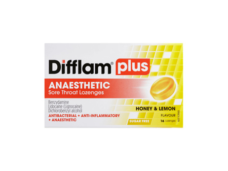 DIFFLAM Plus Anaesthetic Lozenge Honey Lemon 16 Pack