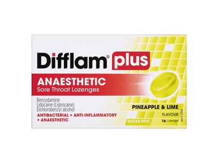 DIFFLAM PLUS ANAESTHETIC PINEAPPLE & LIME LOZENGES