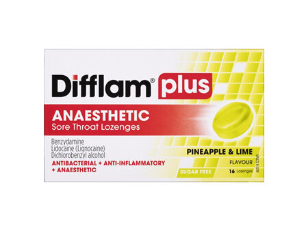 Difflam Plus Anaesthetic Pineapple & Lime Lozenges