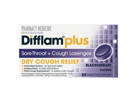 Difflam Plus Dry Cough Relief Sore Throat Lozenges