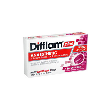 Difflam Plus Lozenges Anaesthetic Berry 16s