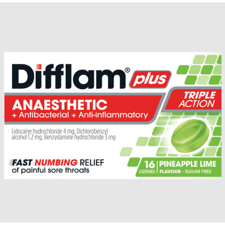 Difflam Plus Lozenges Pineapple&Lime Sugar Free 16s