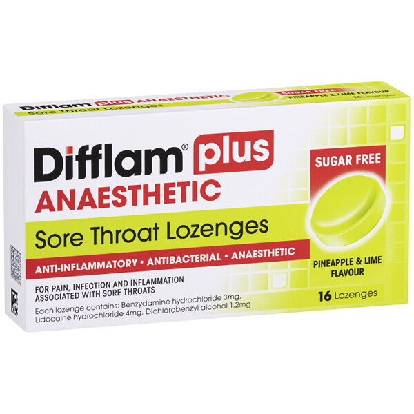 DIFFLAM Plus Pineapple & Lime Lozenges 16 Pack